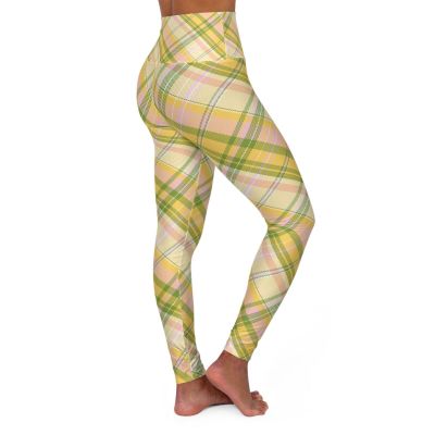 Plaid Yoga Leggings, Girly High Waisted Workout Pants, Women's Activewear
